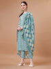 LYKCON Women's Blue Cotton Kurta Set with Lace Yoke & Embroidered Detailing