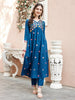 Hand Embroidered Alia Cut Kurta with Pants and Organza Dupatta