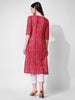 Pink Rayon Shibori Kurta with Elegant Neck Tie-Up