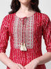 Pink Rayon Shibori Kurta with Elegant Neck Tie-Up