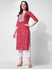 Pink Rayon Shibori Kurta with Elegant Neck Tie-Up