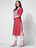 Pink Rayon Shibori Kurta with Elegant Neck Tie-Up