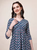 Blue Alia Cut Printed Cotton Kurta Set with Pant & Dupatta by LYKCON – Perfect for Office & Festive Occasions