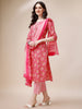 LYKCON Women's Pink A-Line Cotton Kurta Set with Straight Pants & Printed Dupatta