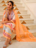 Embroidered &amp; Printed Viscose Kurta Suit Set – Radiant Orange Elegance