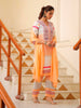 Embroidered &amp; Printed Viscose Kurta Suit Set – Radiant Orange Elegance