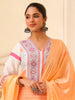 Embroidered &amp; Printed Viscose Kurta Suit Set – Radiant Orange Elegance