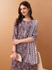 Lavender Mirror Embroidered Cotton Kurta with Pant & Dupatta Set - LYKCON Women's Collection