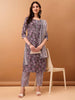 Lavender Mirror Embroidered Cotton Kurta with Pant & Dupatta Set - LYKCON Women's Collection