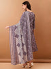 Lavender Mirror Embroidered Cotton Kurta with Pant & Dupatta Set - LYKCON Women's Collection