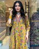 Women's Mustard Yellow Hand Work & Printed Anarkali Kurta with Palazzo & Printed Dupatta